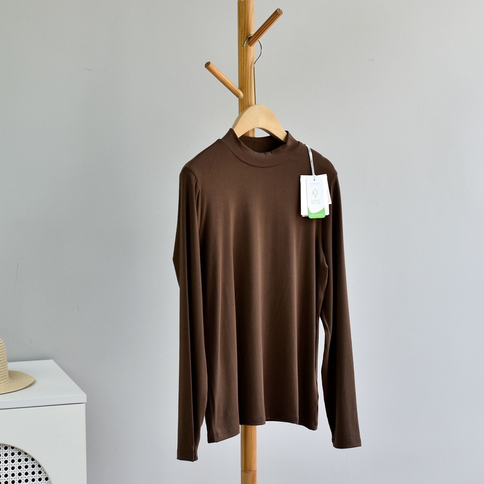 Picture of [Every Shirt with Middle Collar] Autumn Women's Clothing Boutique New Eco Silk Mid-Collar High-Count High-Density Women's Clothing Very Thick Bottoming Shirt