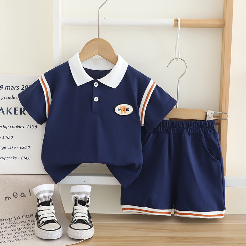 Summer New Children's Breathable Thin Digital Round Label Short-sleeved Two-piece Set for Boys Summer Short-sleeved suit