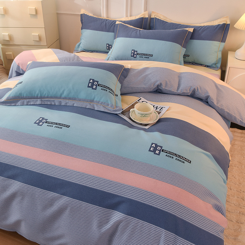 Class A Cotton Thickened Sanding Four-piece Set Quilt Cover Bed Sheet Bed Cover Student Dormitory Three-piece Set Bedding