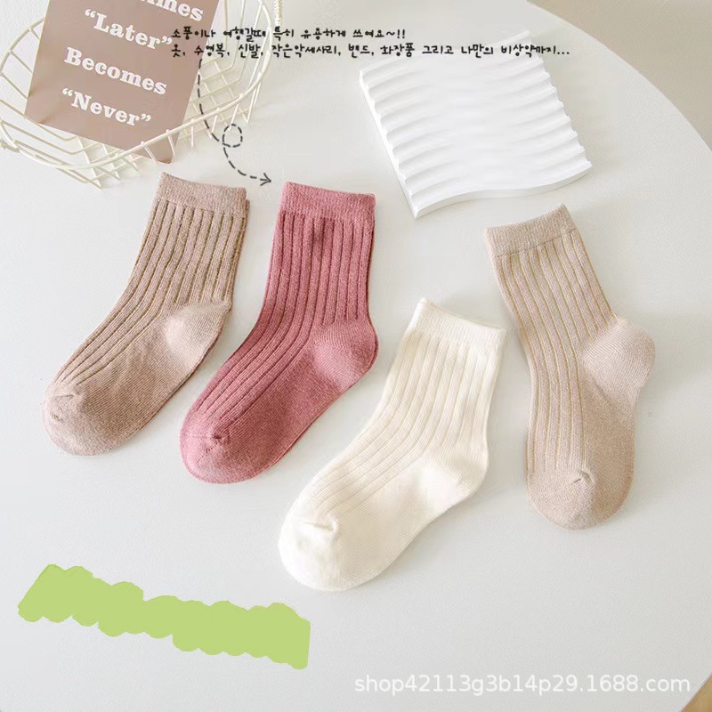 Picture of Children's socks spring and autumn Class A cotton boys' and girls' socks Korean style solid color baby mid-calf socks autumn medium and large children's fashion