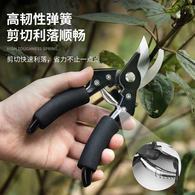 Strong pruning shears stainless steel labor-saving garden bonsai gardening coarse branch shears powerful shear multifunctional pruning shears wholesale