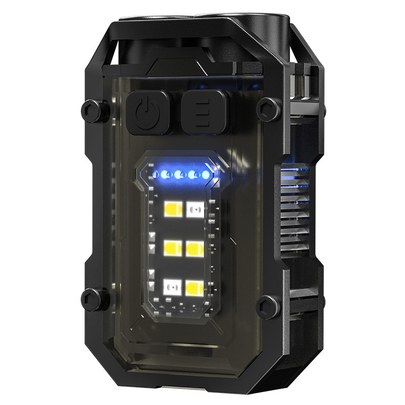 Picture of Cross-border dual LED key chain light multi-function magnetic flashlight cob side light outdoor work light bright warning light