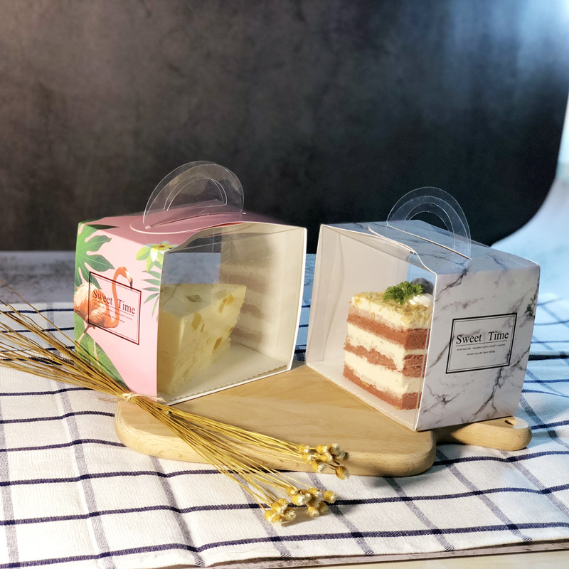 Portable Transparent Packaging Box Lasagna Cake Box Triangle Mousse Box Packing Box with Rectangular West Point Box