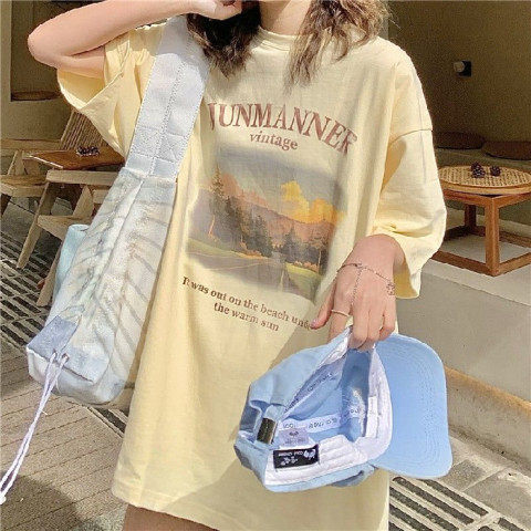 Salt Cotton Short-Sleeved T-Shirt for Female Students, Loose and Versatile, Elegant, Street French Niche Top for Women, 2025 Summer Ins