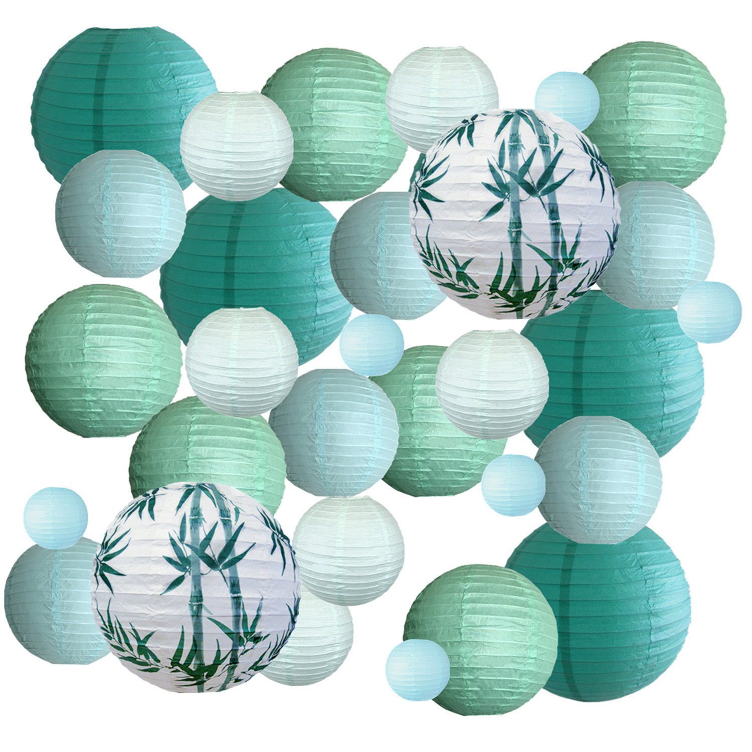 Picture of Spring, Summer, Autumn and Winter Colorfulful Paper Lanterns Round Foldableable Paper Art Combination Set Hanging Lanterns