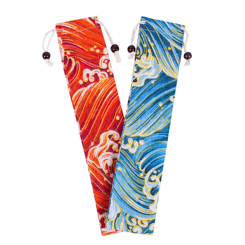 Cartoon Flower Chopsticks Storage Bag Portable Packaging Cotton and Linen Cloth Bundle Pocket Tableware Public Spoon Chopsticks Bag