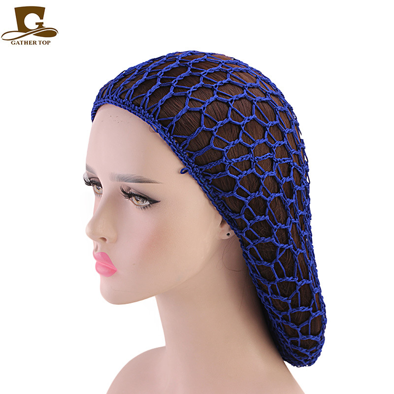 Picture of Women's Handmade Crocheted Braided Net, Mesh Pocket, Mesh Plate Hair Hat, Nightcap, Retro Bow, Retro Style