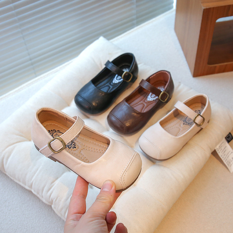 Girls Leather Shoes Spring and Autumn Children's Shoes 2025 New Spring Single-layer Shoes Little Girls Women's Treasure Shoes Red Children's Shoes