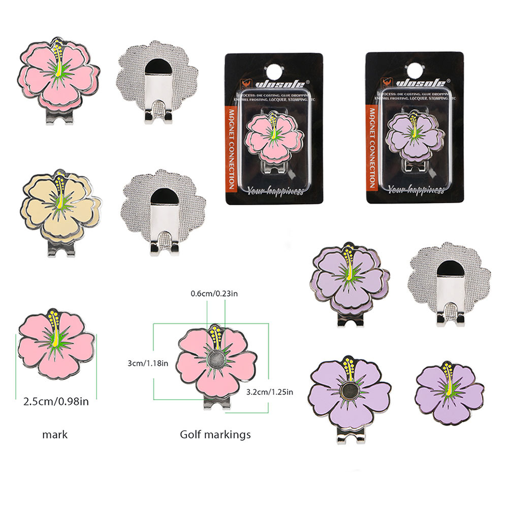 New Golf Mark Cap Clip Magnetic Metal Mark Flower Shape Design Double Layer Ball Position Label Three Color Choice