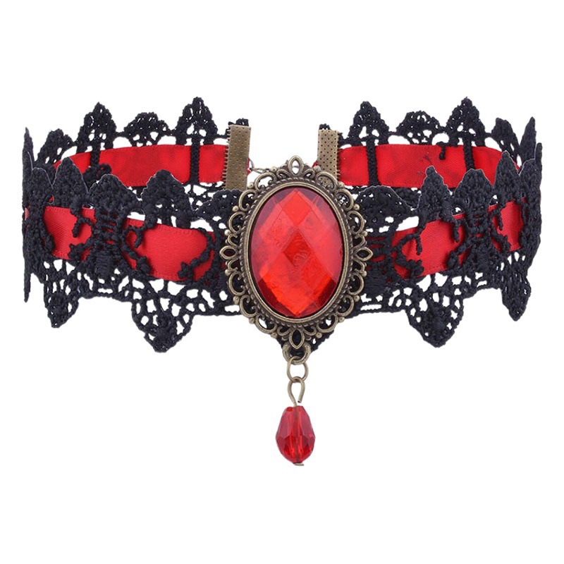 Picture of European and American Cross-Border Best-Selling Necklace Gothic Retro Punk Choker Lace Necklace Braided Choker Clavicle Chain for Women