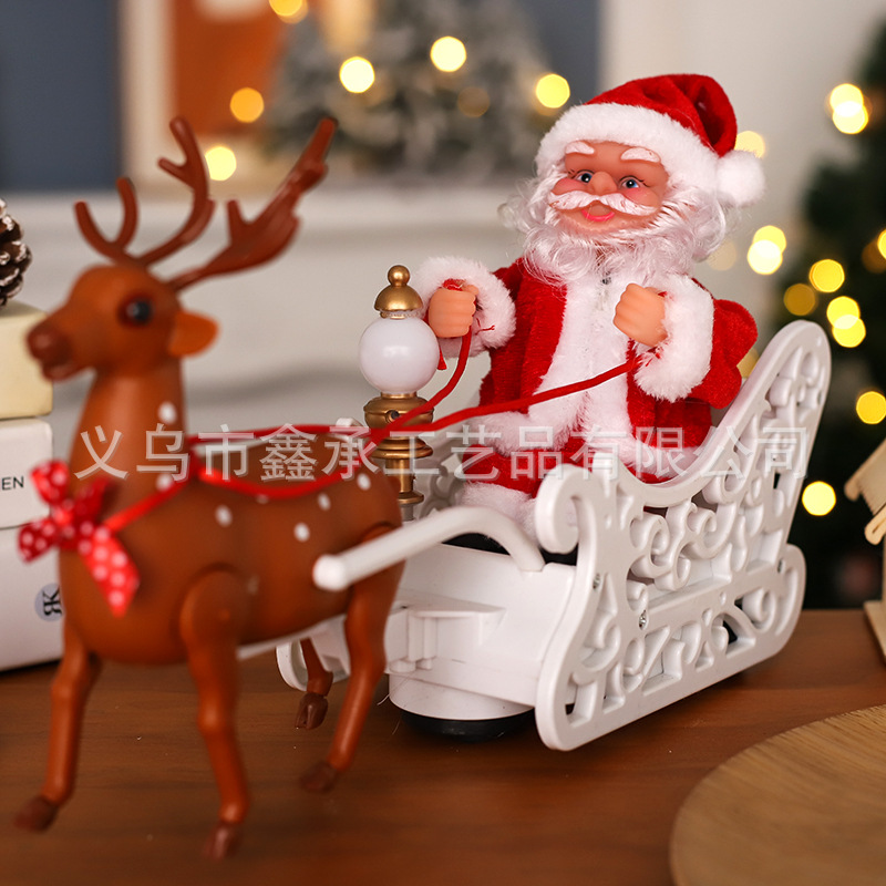 Electric Santa Series Elk Pull Car Music Small Doll Christmas Decoration Children's Toys Christmas Gift