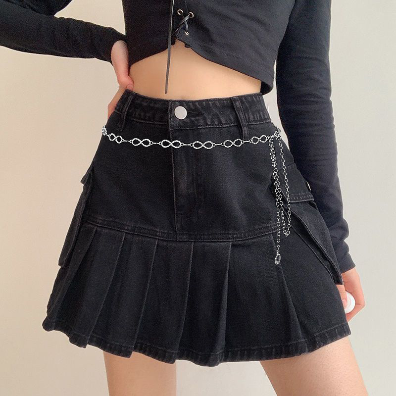 Metal Waist Chain Women's 2024 New Infinite Symbol Design Skirt with Decorative Thin Belt All-match Fashionable Waist Decoration