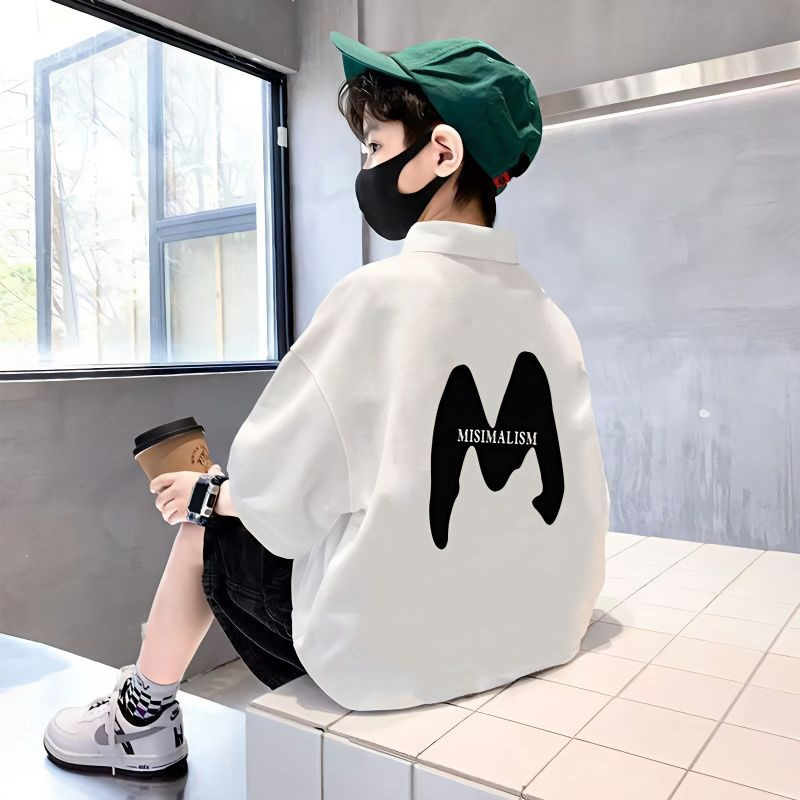 Picture of Children's Wear Boy's Summer Fashion Brand Short-sleeved T-shirt 2023 New Style Big Children's Summer Cotton Polo Shirt Stylish