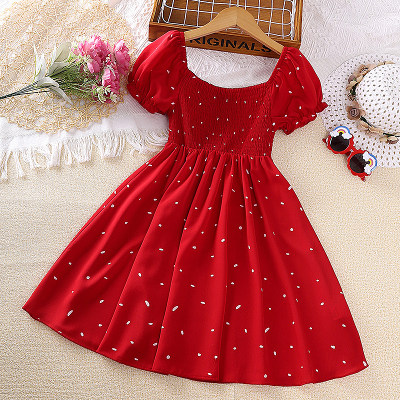 Picture of Korean version of girls dress summer explosions children's clothing 2025 new western style big children's short sleeve princess skirt wholesale