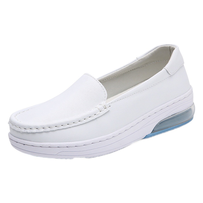 in stock nurse shoes leather women's autumn and winter air cushion soft bottom breathable hospital work shoes thick bottom non-slip wholesale generation