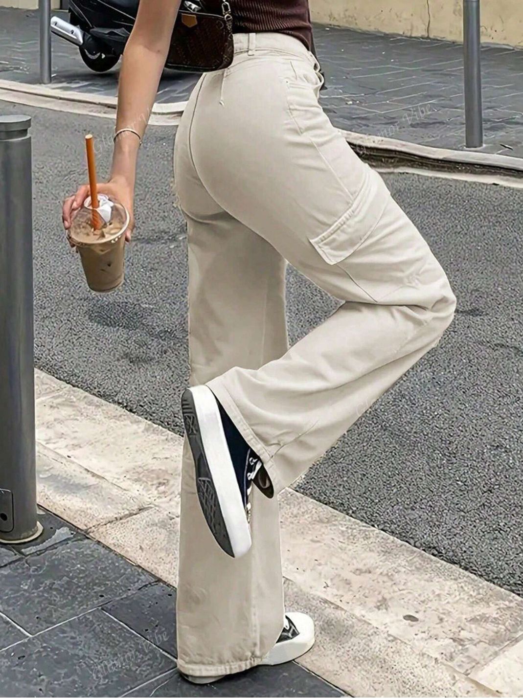 Picture of 2025 Cross-Border Autumn Slim Straight Jeans Casual High-Waisted Ins Street Pocket Cargo Loose Women's Long Pants