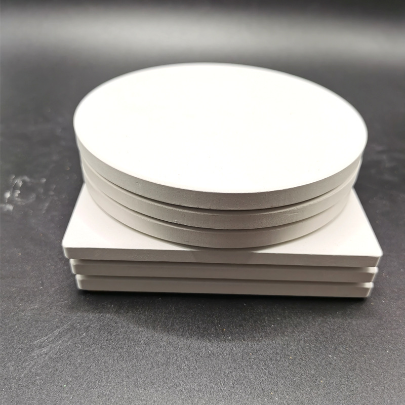 Picture of White embryo ceramic coaster absorbent non-slip cork bottom plain embryo round 10.3CM white earth felt blank coaster square