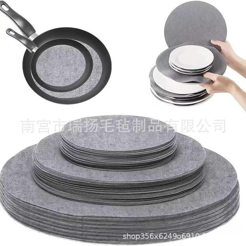 Cross-border Amazon Felt Pot Pad Non-woven Insulation Pad Dinner Plate Felt Round Plate Flat Bottom Pot Pad Partition Pad