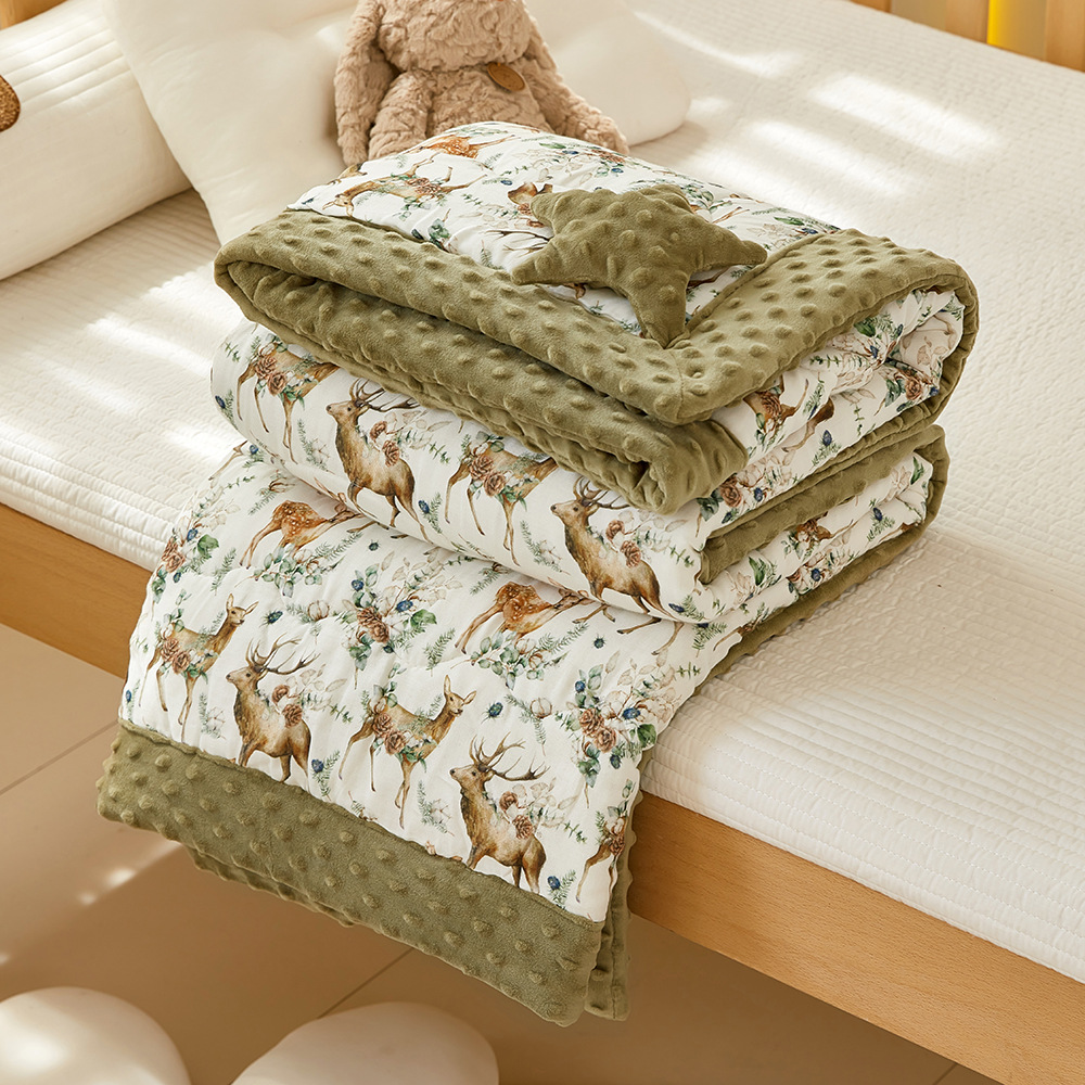 Picture of Original Class A autumn and winter New bamboo cotton gauze bean quilt soybean fiber printing bean velvet children's Four Seasons quilt