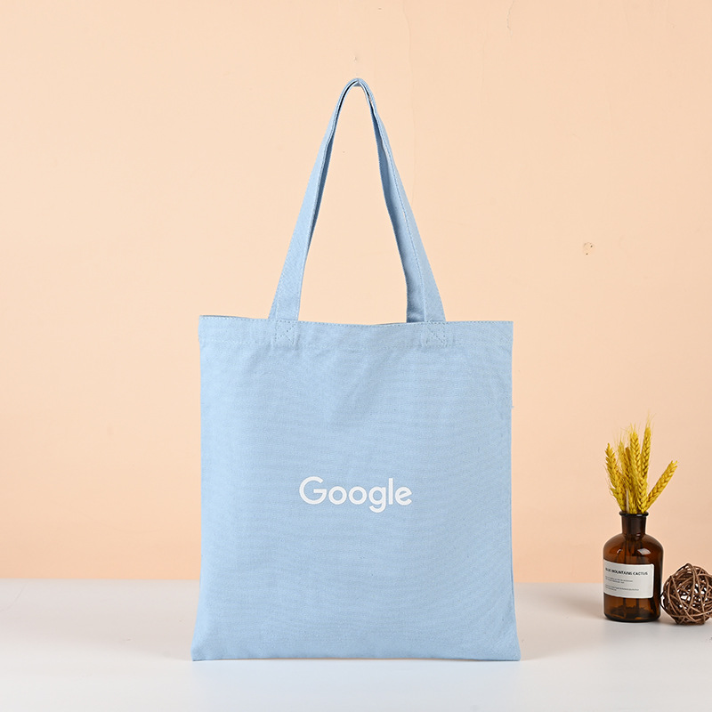Simple solid color portable cotton bag custom English student tutorial canvas bag color printing fashion advertising bag