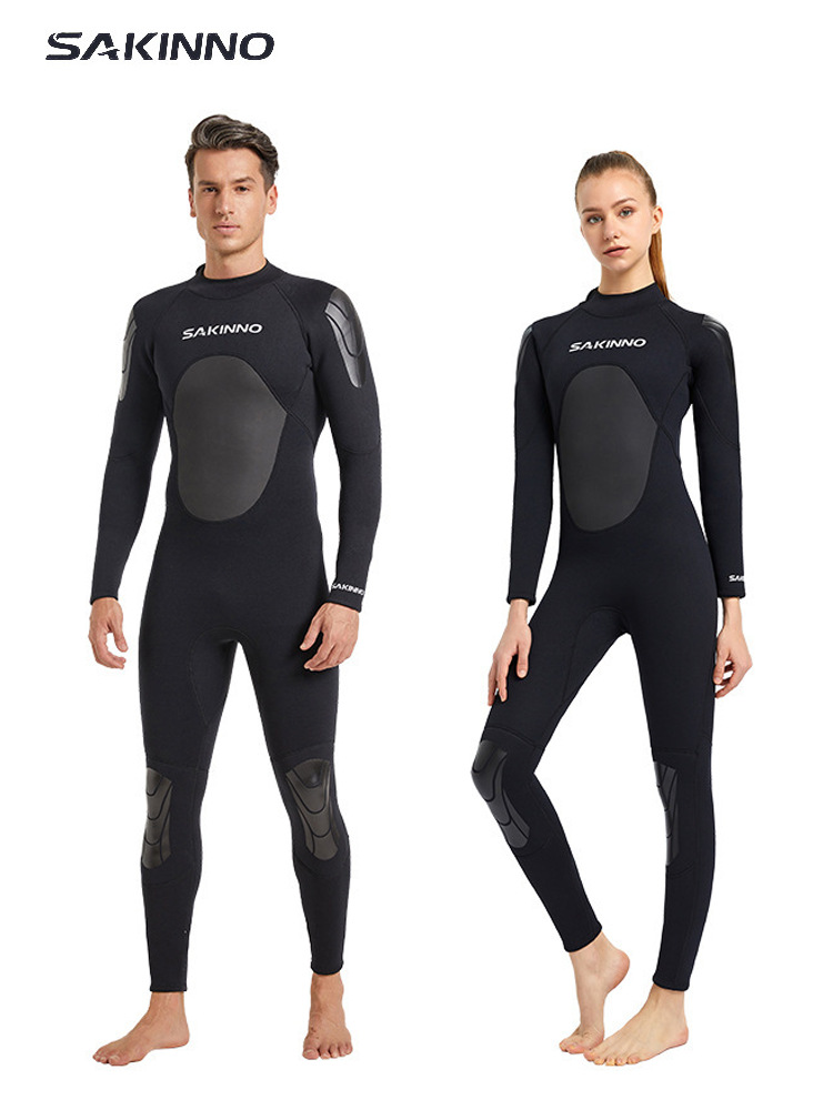 3mm Couple's one-piece diving suit men's warm cold-proof long-sleeved diving suit women's swimming snorkeling sunscreen surfing suit