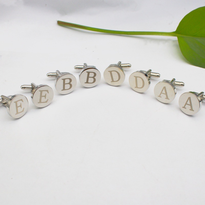 Picture of High-End Letter Cufflinks Men's Shirt Collar Clip Set Metal Accessories Business 26 Letters Laser in Stock