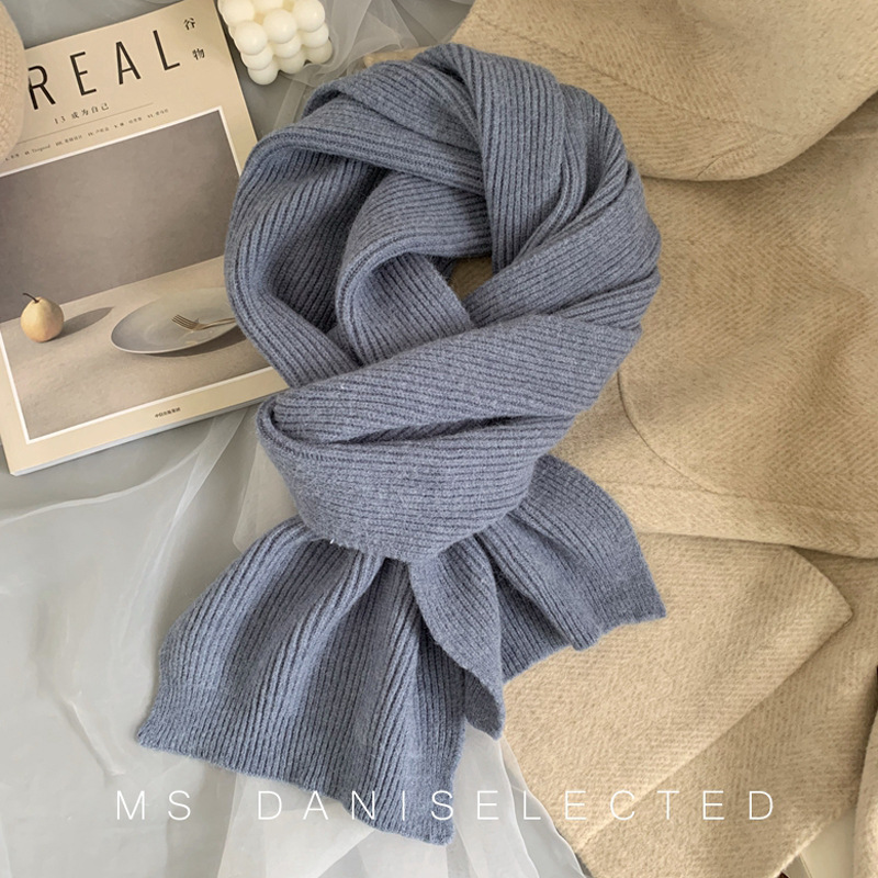 Picture of Korean Style Scarf 2024 Winter New Solid Color Internet Celebrity Female Couple Student All-match Knitted Thickened Warm Neck for Men