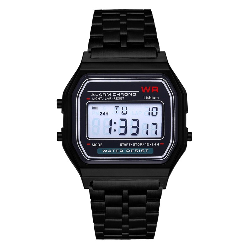 Foreign trade explosions LED electronic watch WR F91W steel belt A159 Harajuku wind Kakashi watch multi-function watch