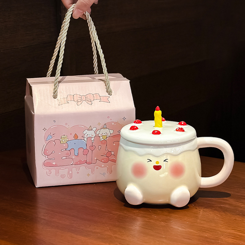Picture of Birthday Gift Ceramic Cup High Color Value Cake Water Cup for Girlfriend Creative Gift Home Cute Mug