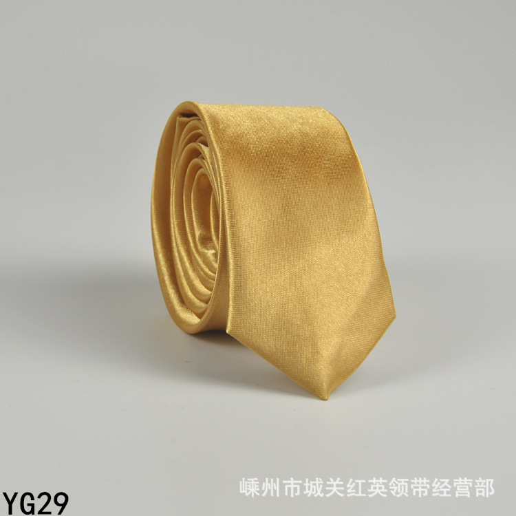 Picture of Solid color tie men's casual 5cm Korean style artificial silk narrow tie for workplace wedding business administrative wholesale