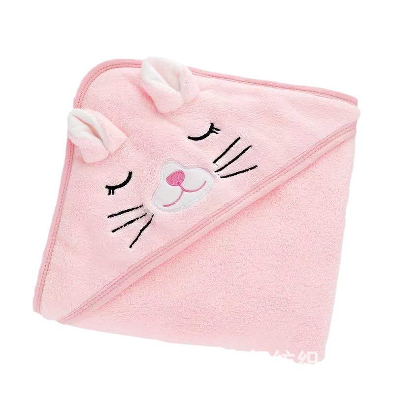 Picture of Cartoon Baby's Cloak Mother and Baby's Bag Coral Fleece Soft Bath Hooded Baby's Hold for Cross-border