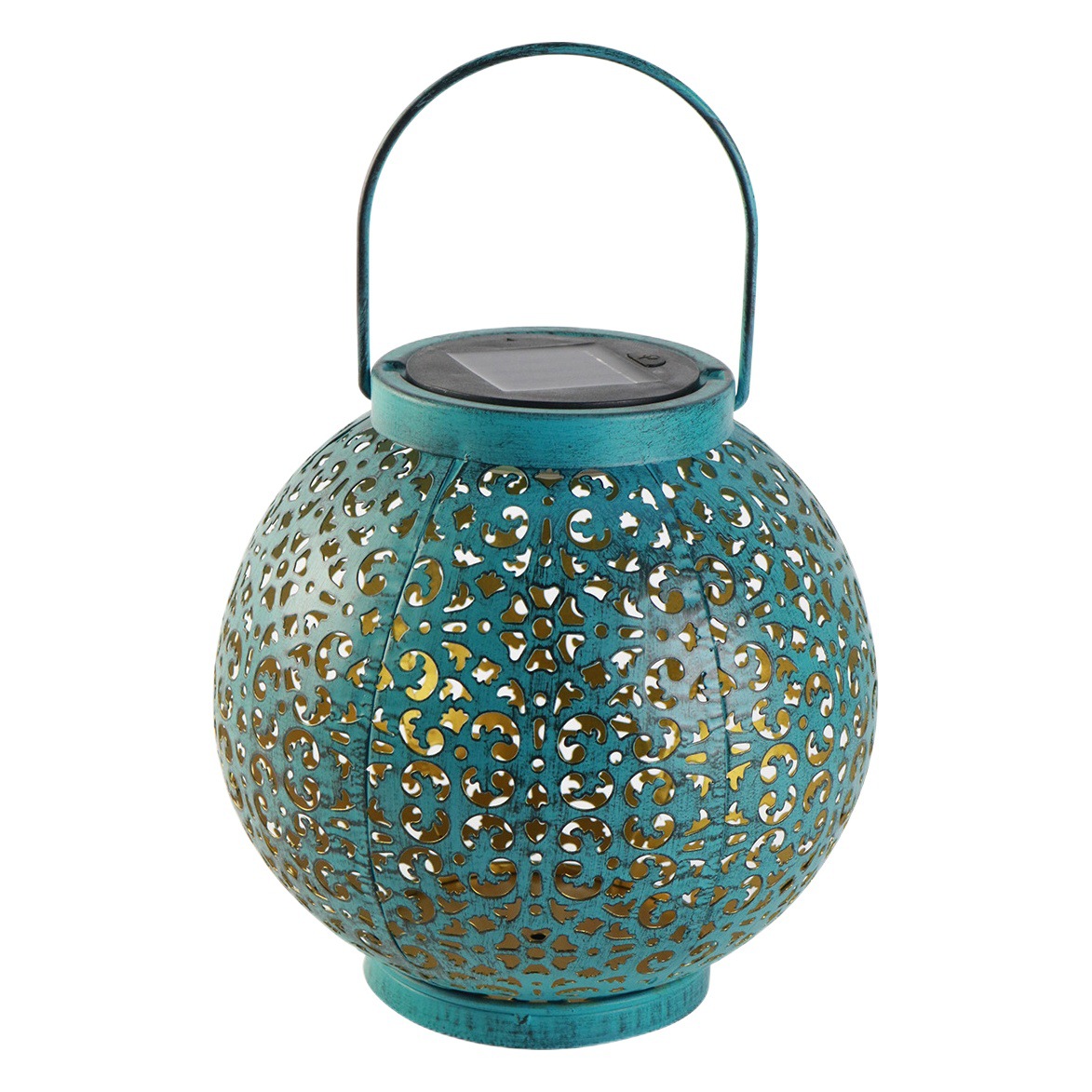 Cross-Border Solar Iron Lantern Courtyard Lamp Lawn Garden Decoration Epiphyllum Hollow Projection Retro Courtyard Lamp