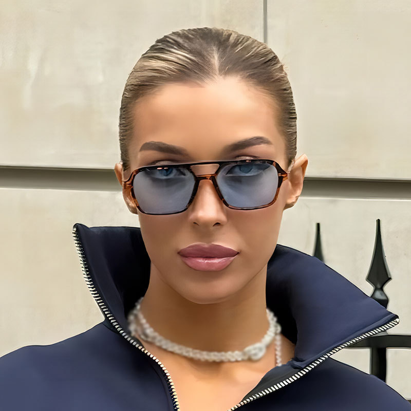 Picture of European and American Aviator Double Beam Sunglasses 2025 New Retro Square Sunglasses Ins Internet Celebrity Personalized Sunglasses