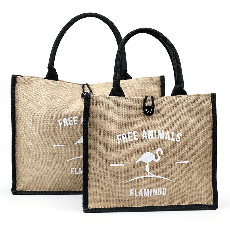Picture of Foreign trade retro jute handbag can be printed LOGO advertising shopping environmental protection large capacity fashion handbag