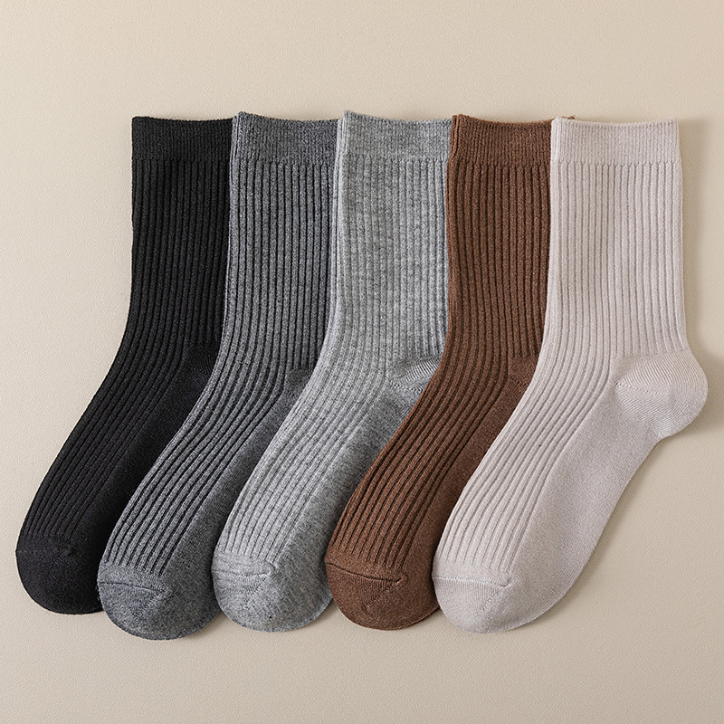 Autumn and Winter New Couple Socks Wool Socks Unisex Casual All-match Solid Color Mid-size Socks Women's Wool Socks