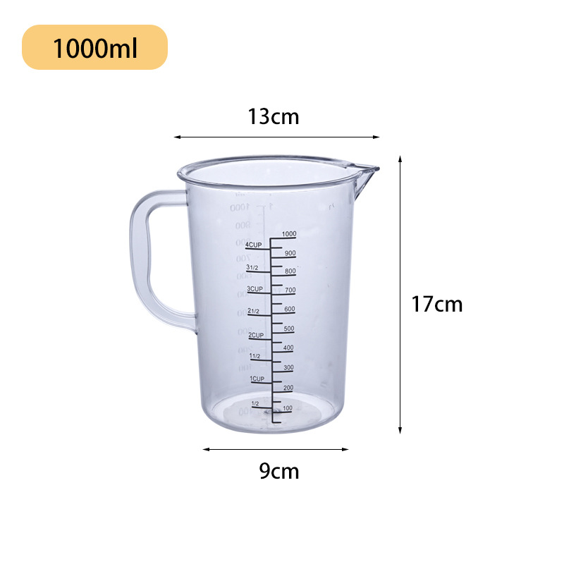 Picture of Transparent Acrylic PC Measuring Cup Plastic Scale Measuring Kettle Thickened High Temperature Milk Tea Shop Supplies Black Scale Measuring Cup