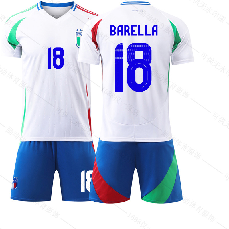 Picture of 2024 Italy away white jersey European Cup football uniform No.14 Chiesa 18 Barrera big factory