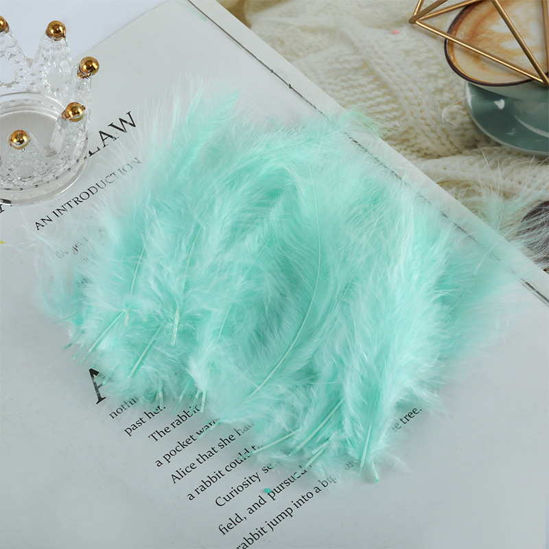 Picture of Feather decoration color turkey feather pointed tail velvet dream catcher net material wave ball gift box filler shooting props