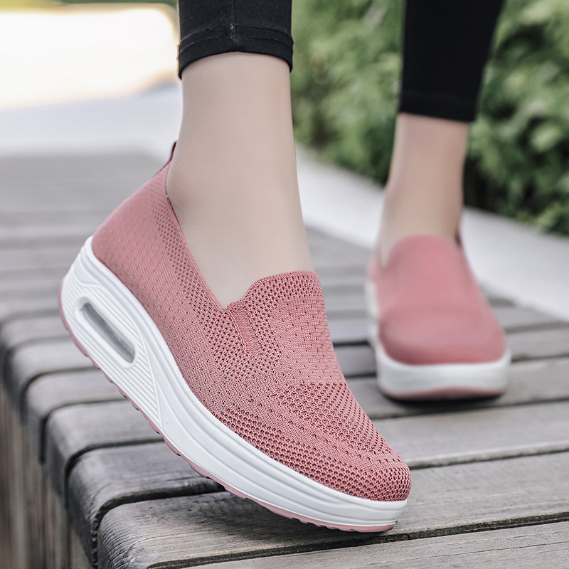 Picture of Foreign Trade 2025 Large Size Women's Shoes Pure Color Breathable Fly Woven Shoes One-Leg Women's Sports Shoes Socks Casual Shoes