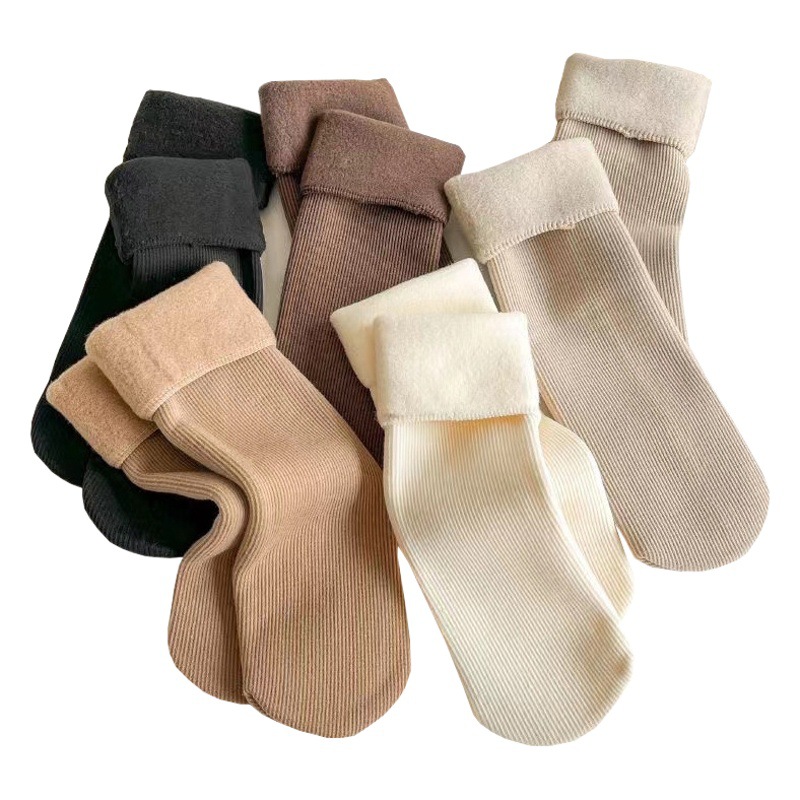 Snow socks cotton women's autumn and winter socks fleece-lined thick warm stockings plush home floor stockings