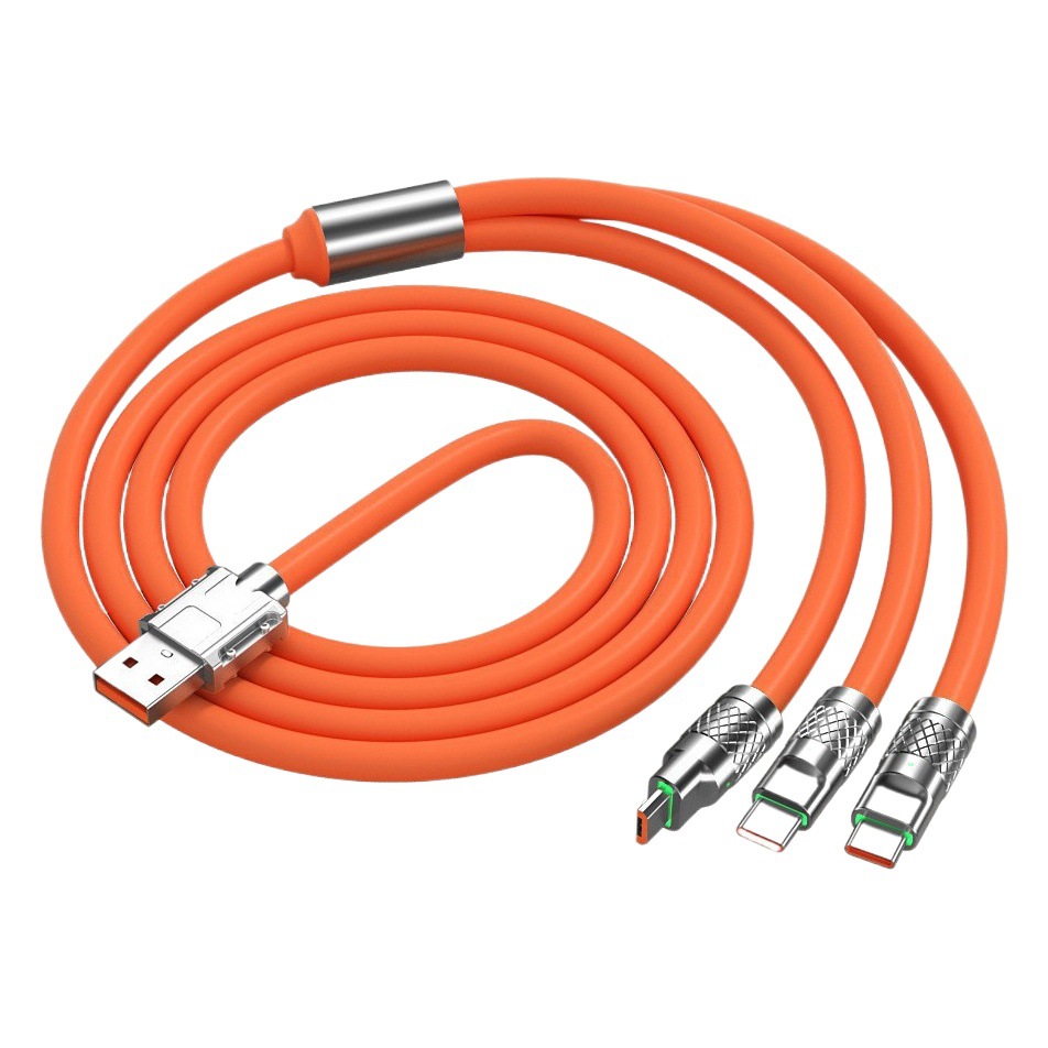 Picture of Spot Zinc Alloy Three-In-One Data Cable Type-C Super Fast Charging One-To-Three Data Cable Charging Cable Wholesale