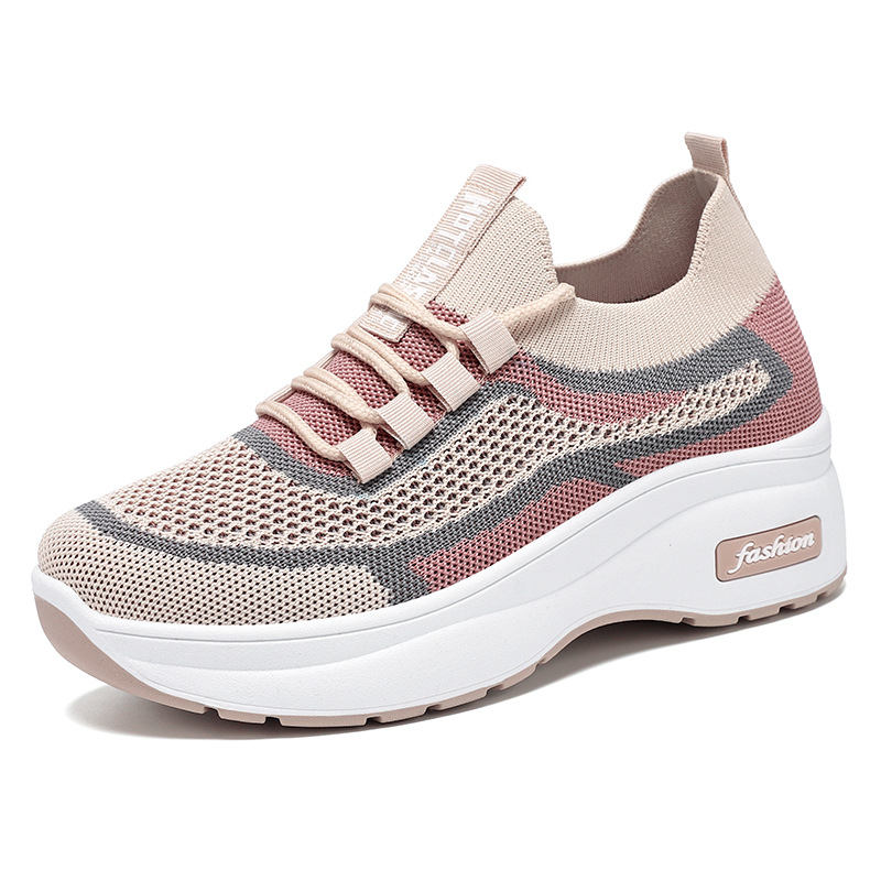 Picture of Women's Shoes, New Autumn Style, Thick-Soled Casual Shoes, Soft-Soled Comfortable Height-Increasing Shoes, Versatile Single Shoes, Fly-Knit Breathable Mesh Shoes