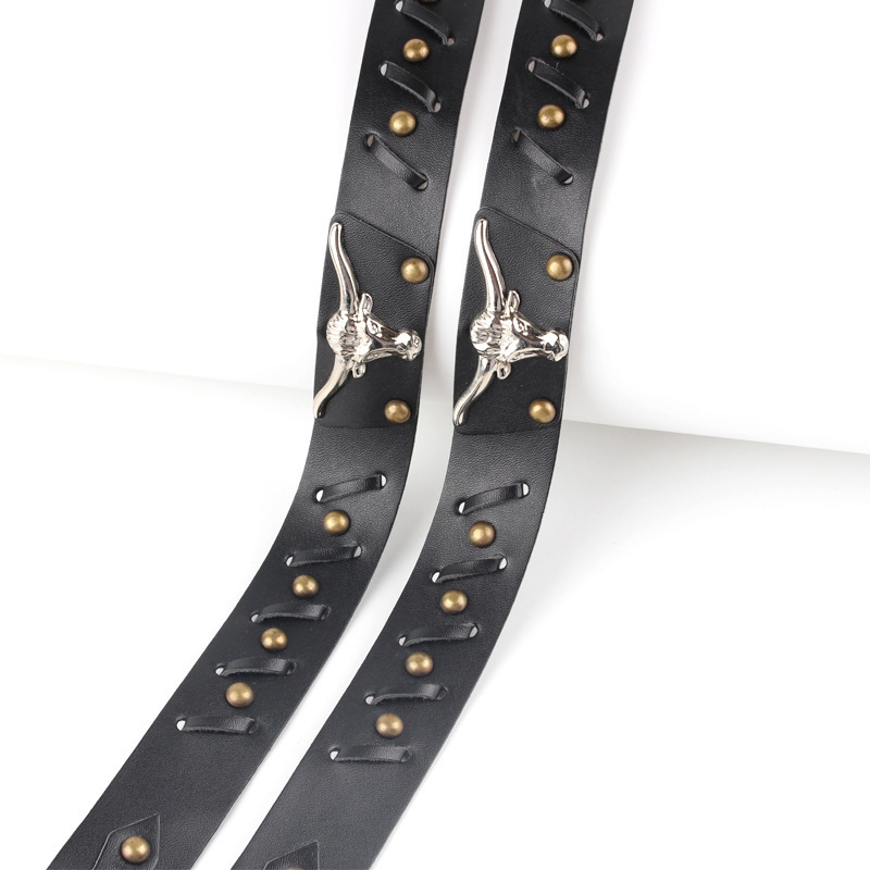 Picture of Cross-Border Hat Decorative Belt Ethnic Retro Leather Rivet Belt Hand-Woven Western Cowboy Hat Accessories