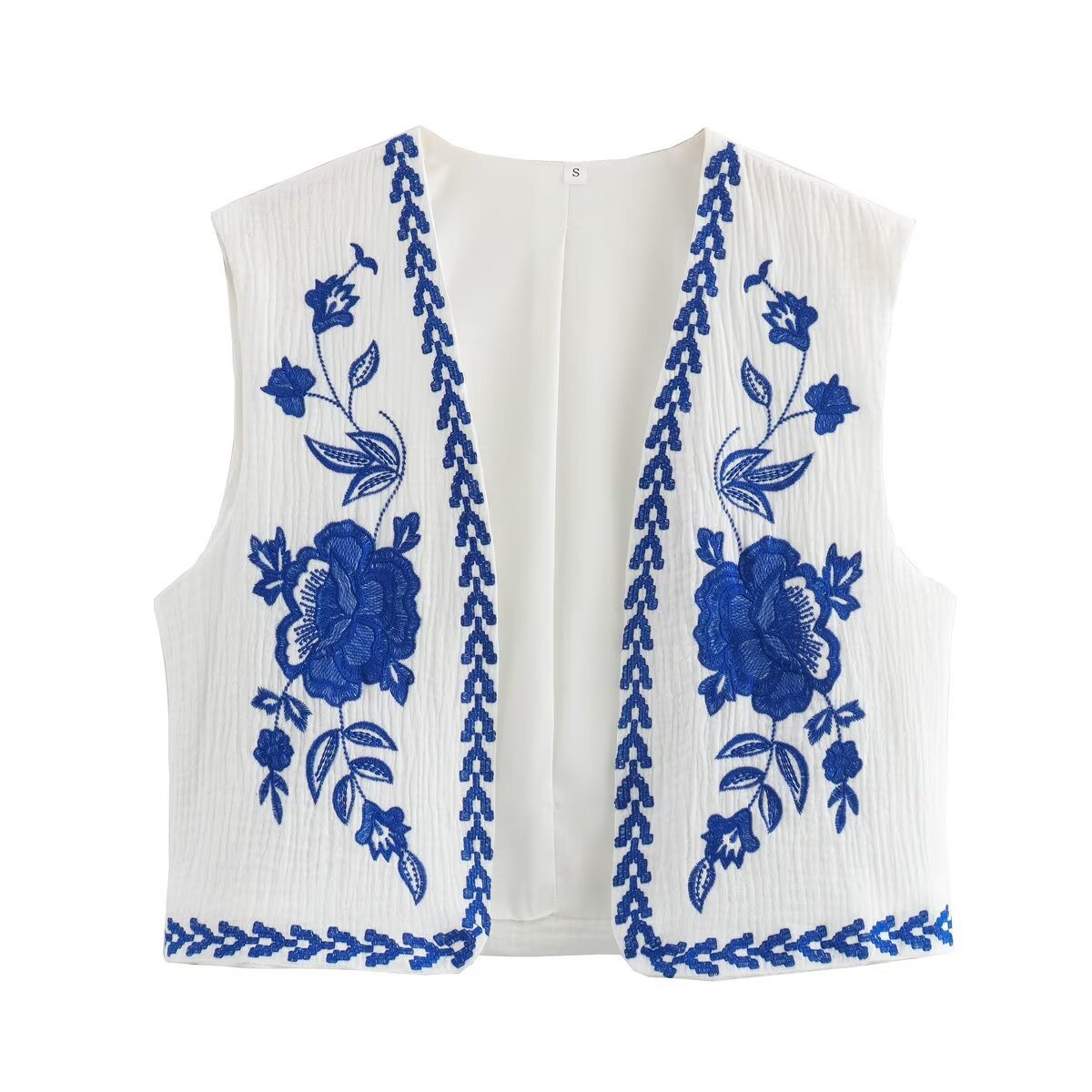European and American Style Foreign Trade Women's Clothing New 2024 Fashion Versatile Sleeveless Loose Embroidered Vest Wholesale