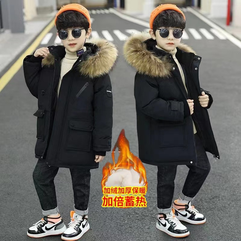 Picture of Children's winter jacket thickened cotton-padded coat 2023 new boys' Western style mid-length cold-proof warm cotton-padded coat handsome