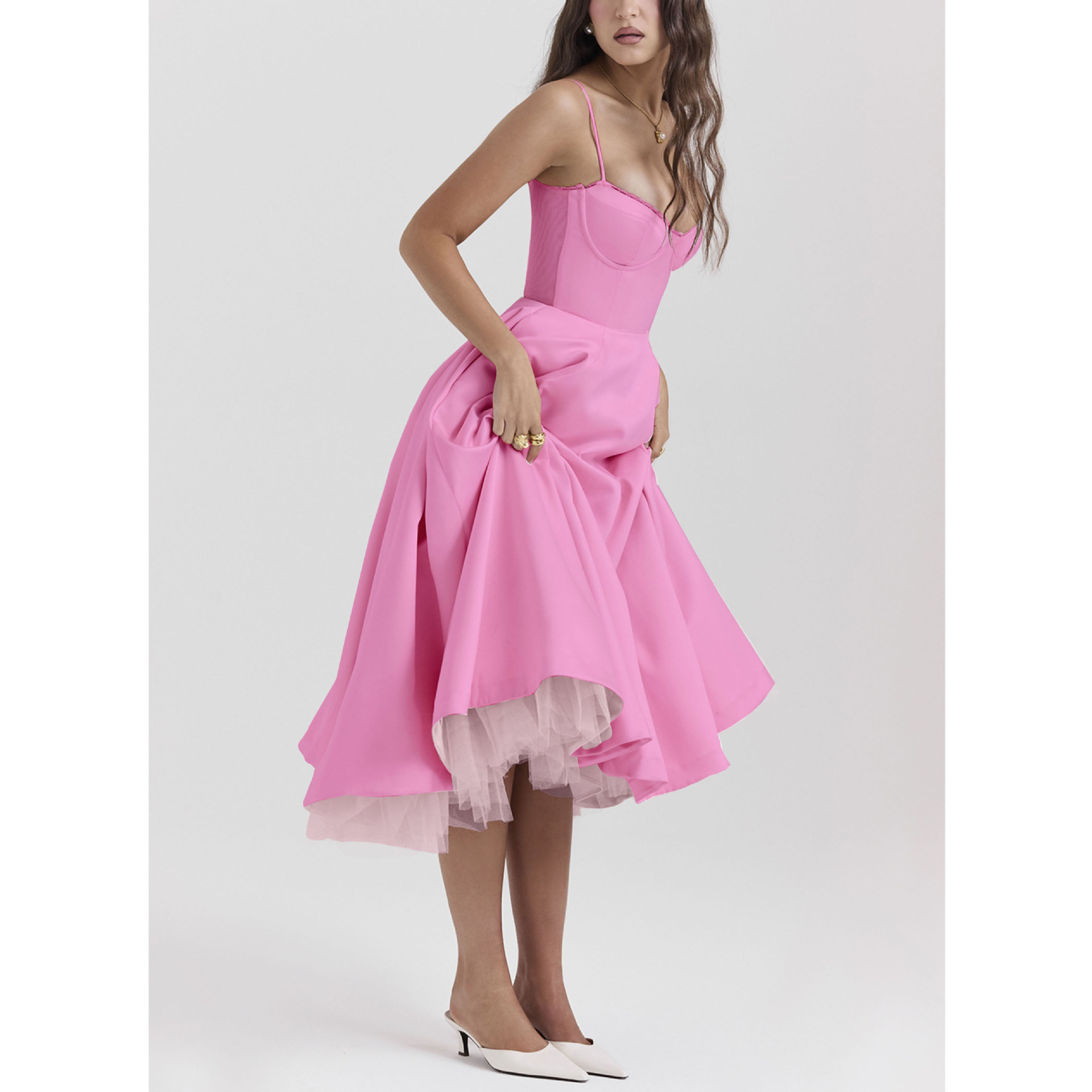 Picture of European and American sexy women's cross-border Amazon new strap V-neck sleeveless dress pettiskirt long skirt