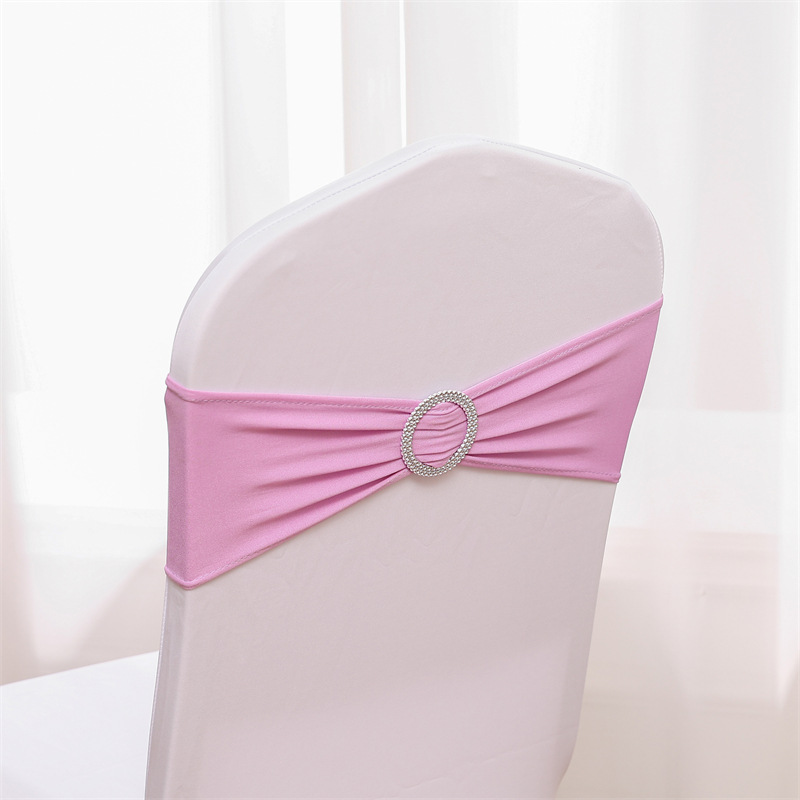 Picture of Backrest Flower Stretch Chair Cover Bow Banquet Decoration Free Wedding Ribbon Wedding Hotel Ribbon Stool Strap