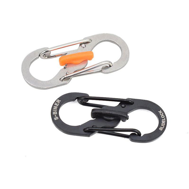 Picture of Fox Small size stainless steel 8-word buckle with lock anti-theft S buckle key chain travel bag buckle