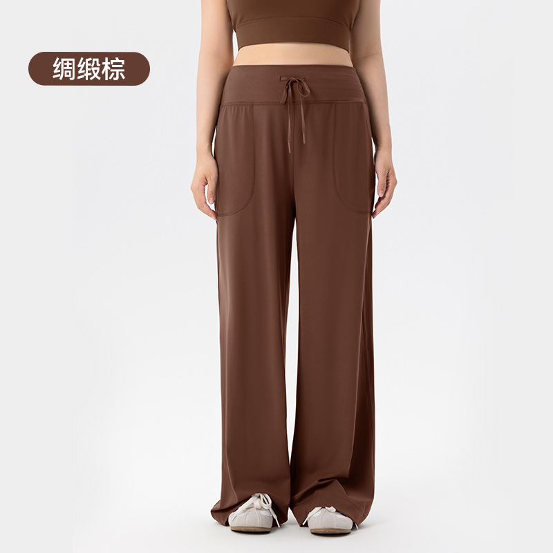 Picture of Loose wide-leg pants for plus-size women, concealing flesh and slimming pear-shaped figure, casual pants with high waist pockets, straight-leg sports pants