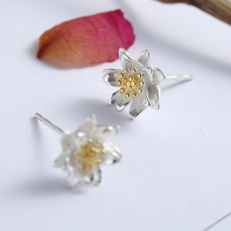 s925 Sterling Silver Earrings Elegant Fresh Flower Earrings Women's Korean-style Sterling Silver Jewelry Earrings